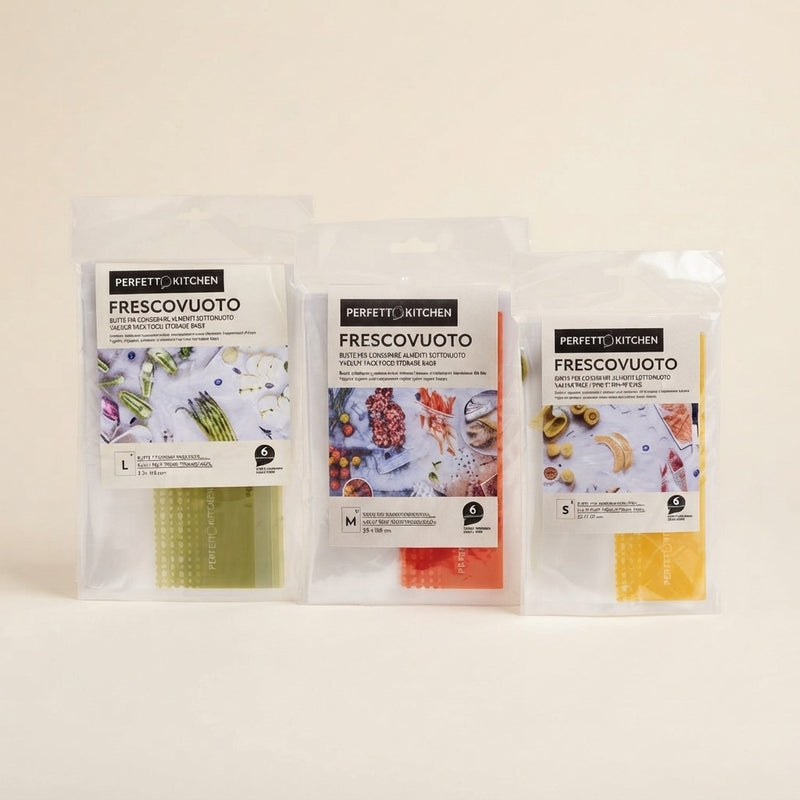 18 PCS. PERFETTO KITCHEN FRESCOVUOTO vacuum bag 6 sizes S + 6 sizes M + 6 sizes L