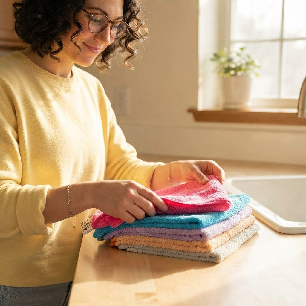 Keyclean Soft Microfiber Cloths 5 Pieces 30x35 cm in Multicolor, Super Soft for Dust Catching