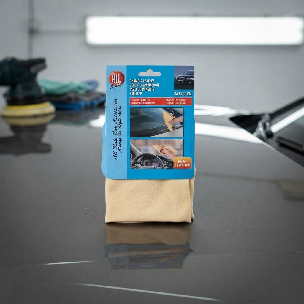Panno Scamasciato in Vera Pelle per Auto 55x33 cm – Asciugatura Senza Aloni