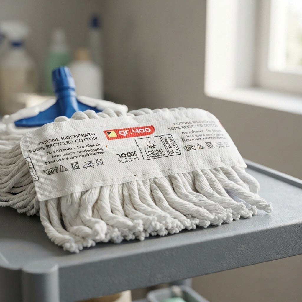 Kit de rechange 3 pièces pour balai à franges professionnel en coton avec élastique, 400 g, + 1 pince pour balai, blanc