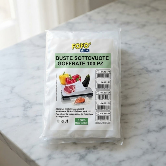 100 Buste Sottovuoto Alimenti  Goffrate Varie Misure