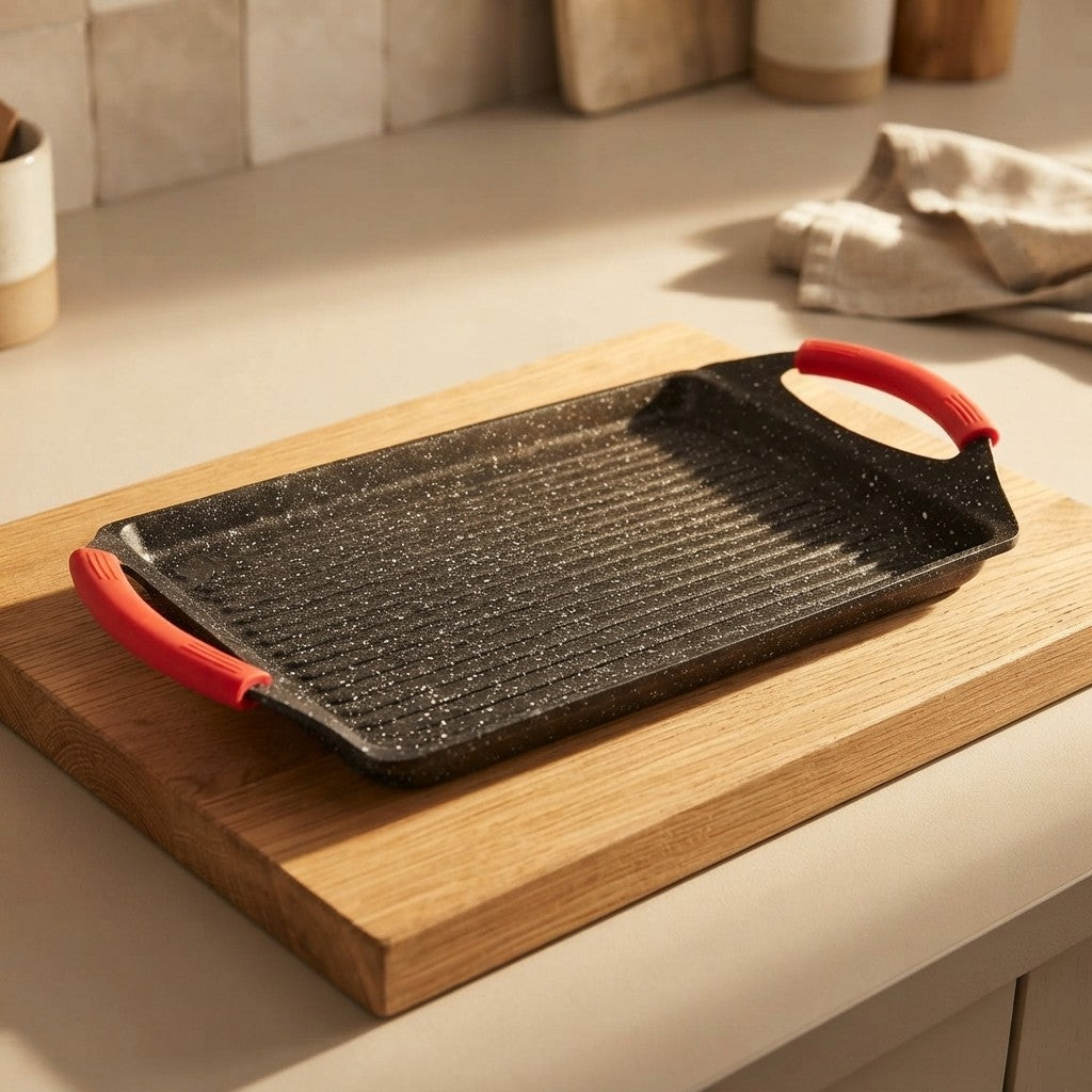 Griglia Bistecchiera Pietra Vulcanica 46cm Fondo Induzione