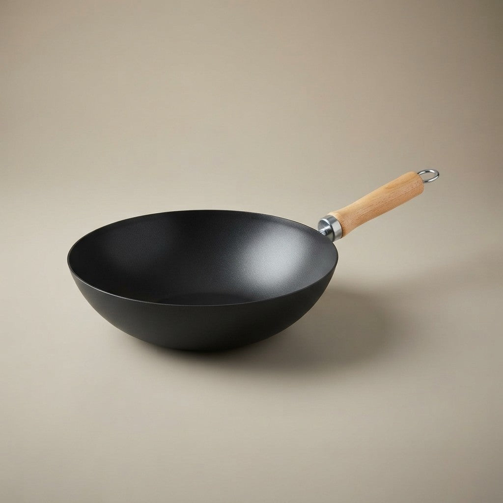 Wok 30cm Alpina Antiaderente Manico Legno