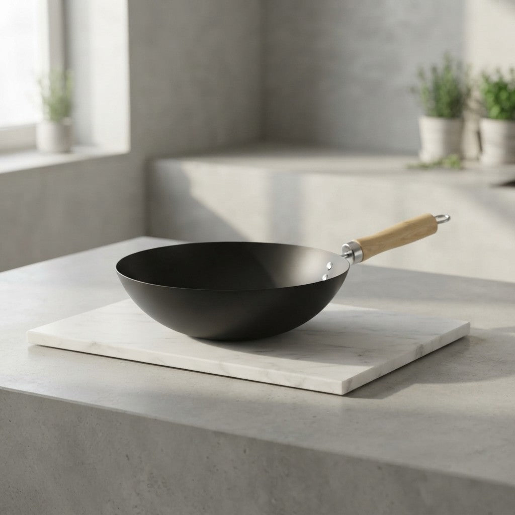 Wok 30cm Alpina Antiaderente Manico Legno