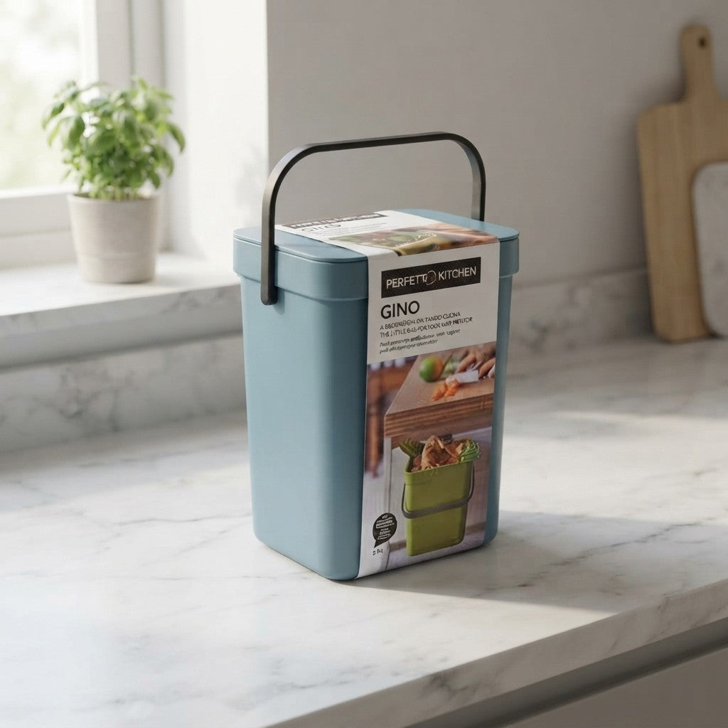 Poubelle suspendue Gino Avio 5L - Poubelle de cuisine bio avec couvercle
