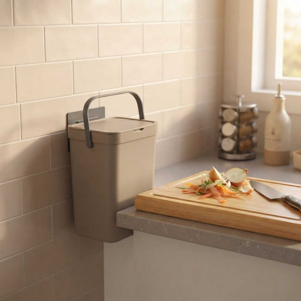 Poubelle suspendue Gino 12L - Poubelle de cuisine bio, 2 couleurs