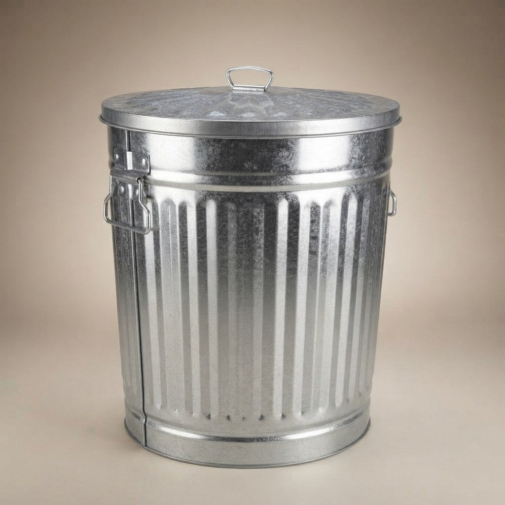 FERCASASHOP® - Waste Bin with Lid, Diameter 42 cm, Height 49 cm, Zinc, Capacity 62 Liters, Basket, Rubbish Bin, for Garbage, Bin with Handles