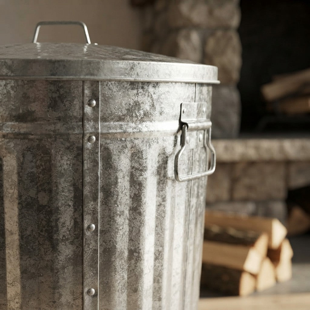 FERCASASHOP® - Waste Bin with Lid, Diameter 42 cm, Height 49 cm, Zinc, Capacity 62 Liters, Basket, Rubbish Bin, for Garbage, Bin with Handles