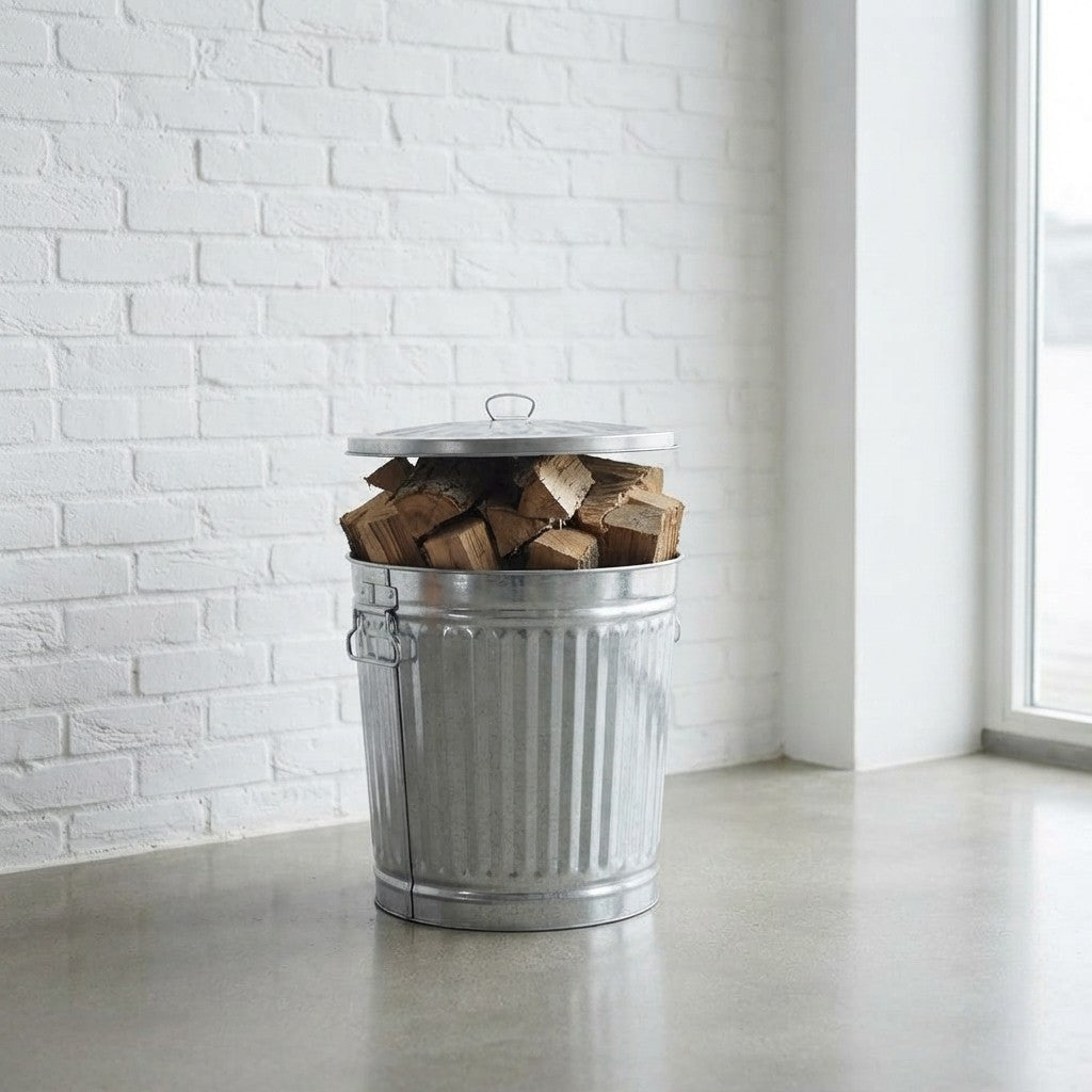FERCASASHOP® - Waste Bin with Lid, Diameter 42 cm, Height 49 cm, Zinc, Capacity 62 Liters, Basket, Rubbish Bin, for Garbage, Bin with Handles