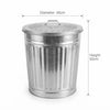 FERCASASHOP® - Waste Bin with Lid, Diameter 42 cm, Height 49 cm, Zinc, Capacity 62 Liters, Basket, Rubbish Bin, for Garbage, Bin with Handles