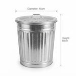 FERCASASHOP® - Waste Bin with Lid, Diameter 42 cm, Height 49 cm, Zinc, Capacity 62 Liters, Basket, Rubbish Bin, for Garbage, Bin with Handles