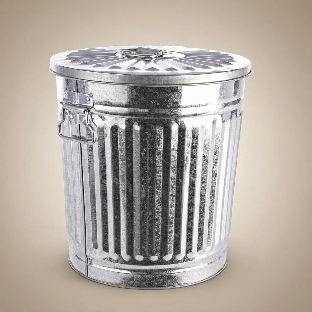FERCASASHOP® - Waste Bin with Lid, Diameter 37 cm, Height 41 cm, Zinc, Capacity 35 Liters, Basket, Rubbish Bin, for Garbage, Bin with Handles
