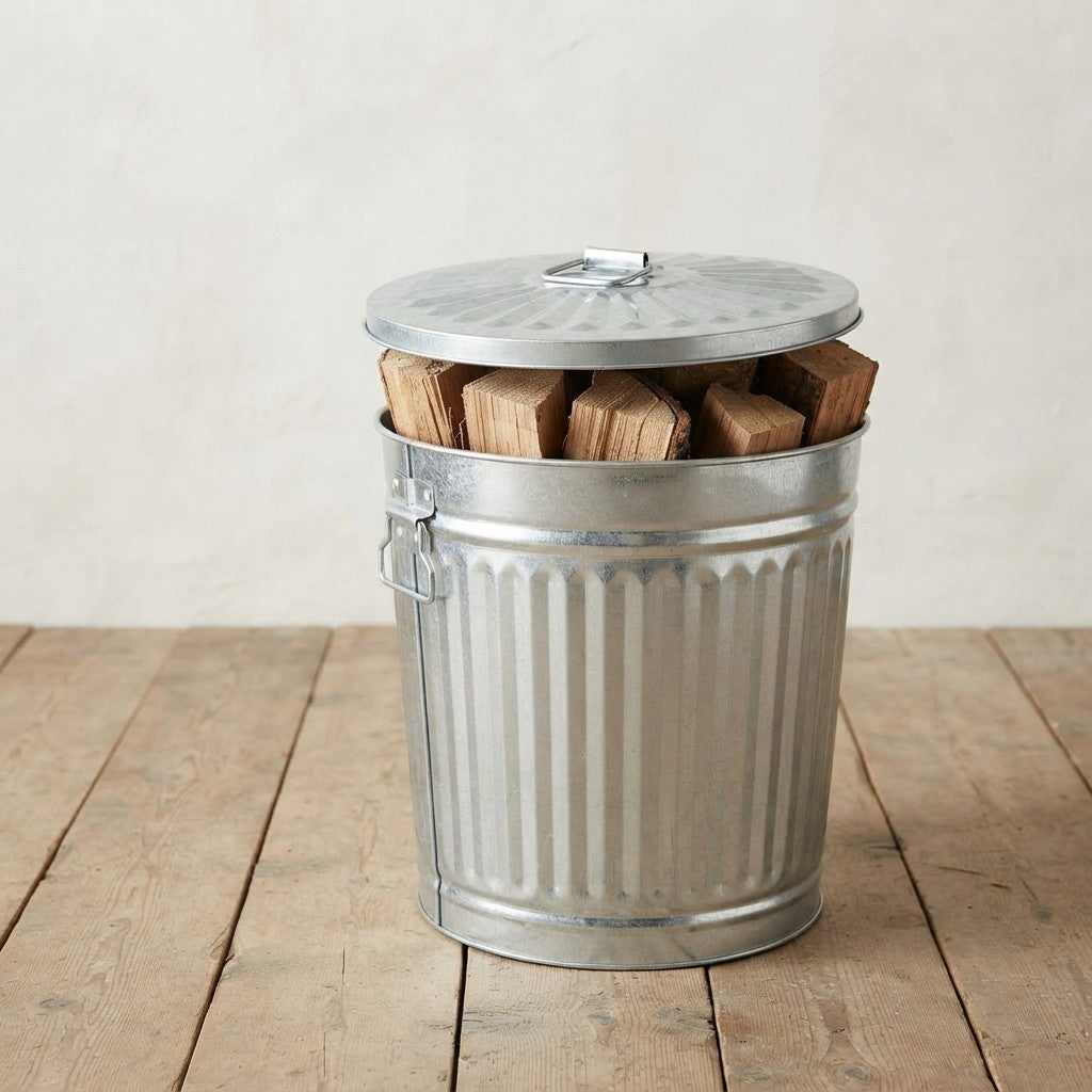 FERCASASHOP® - Waste Bin with Lid, Diameter 37 cm, Height 41 cm, Zinc, Capacity 35 Liters, Basket, Rubbish Bin, for Garbage, Bin with Handles