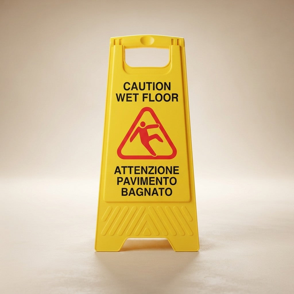 Cartello Pavimento Bagnato Wet Floor Giallo Segnale di Pericolo