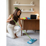 MICROFIBER MOP. DUST-CATCHING, WASHING, AND DRYING MOP WITH REPLACEABLE MICROFIBER CLOTH. EXTENDABLE TELESCOPIC WAND. + REPLACEMENT CLOTH.
