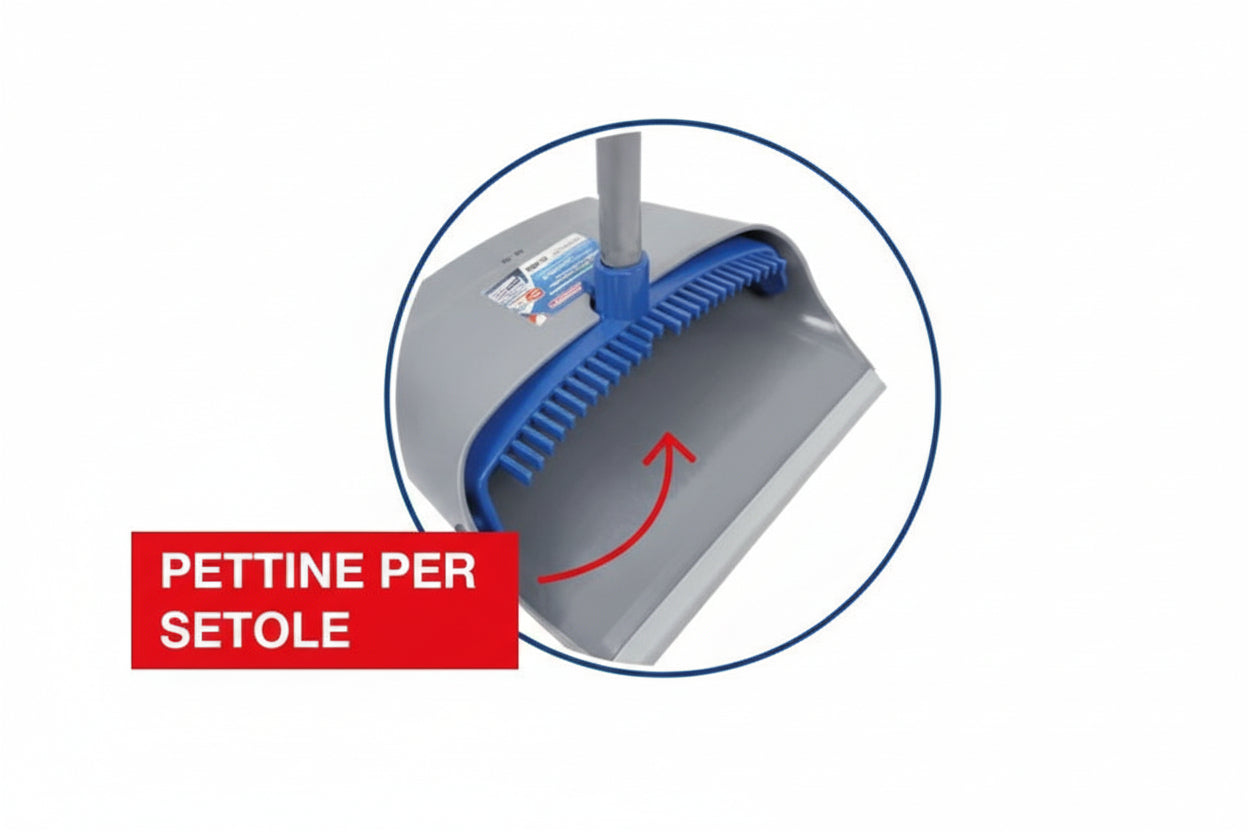 Alzaimmondizia Luna con Scopetta 90cm - Set Paletta e Scopa con Manico Lungo