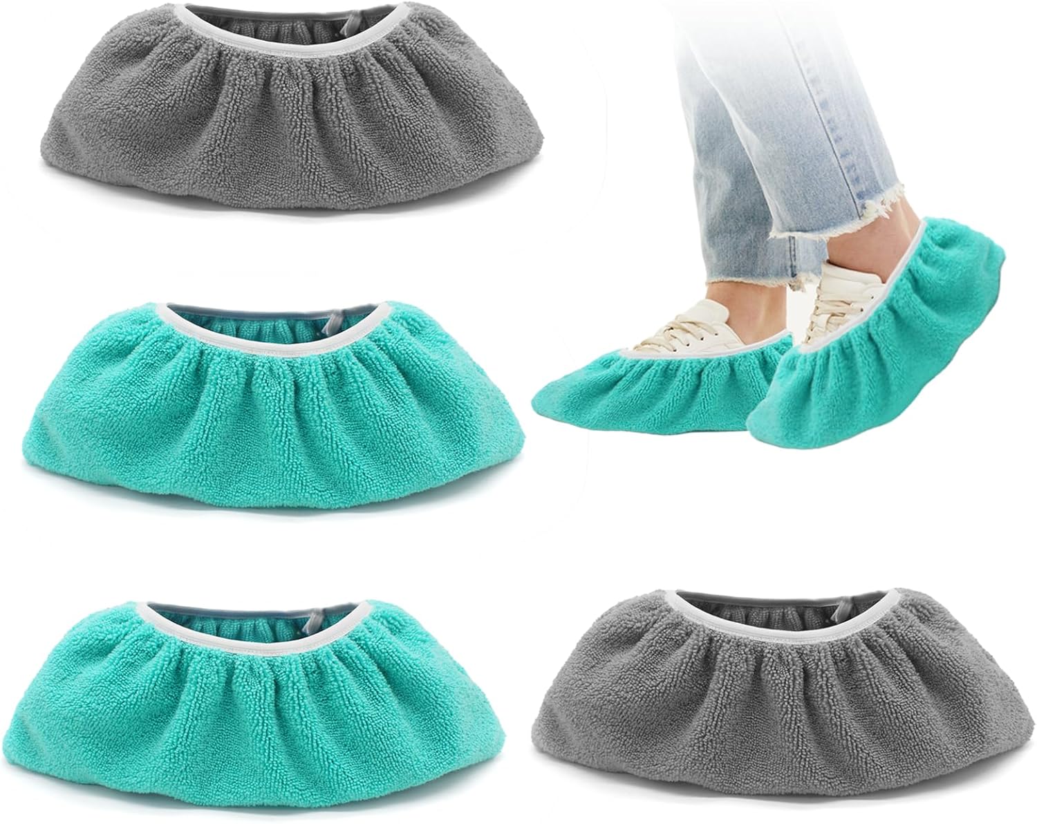 Cover Scopa Microfibra 4 Pezzi Copriscarpe Lavabili