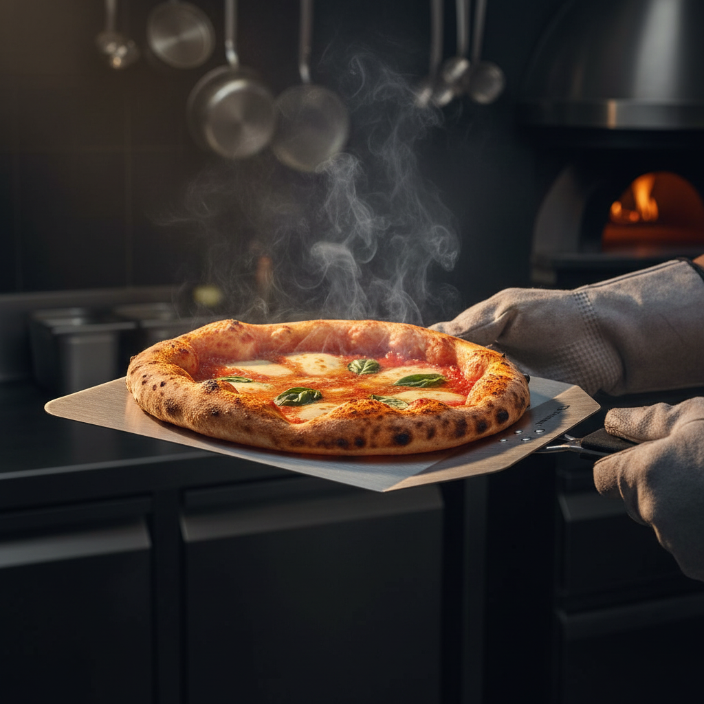 Pizza fumante sulla pala