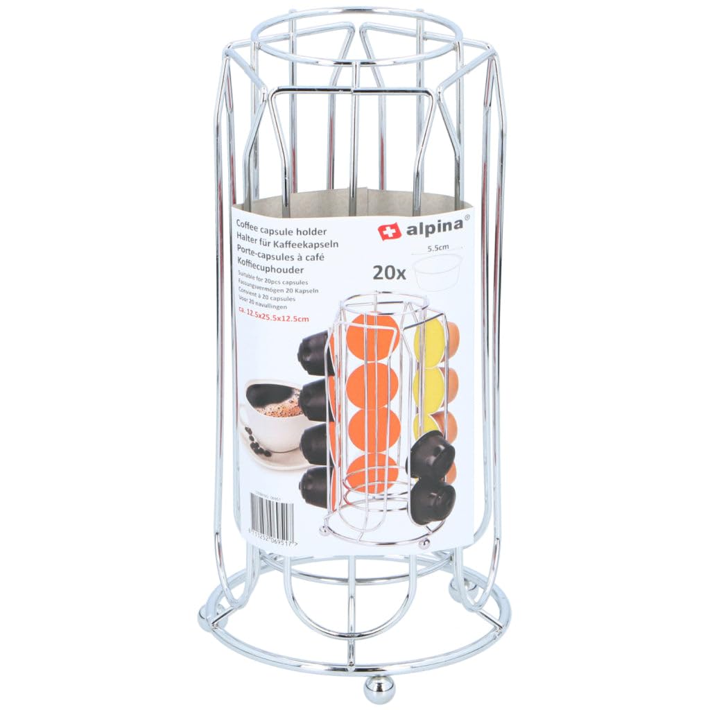 Coffee Capsule Holder Stand, Metal, 20-Position Vertical Dispenser