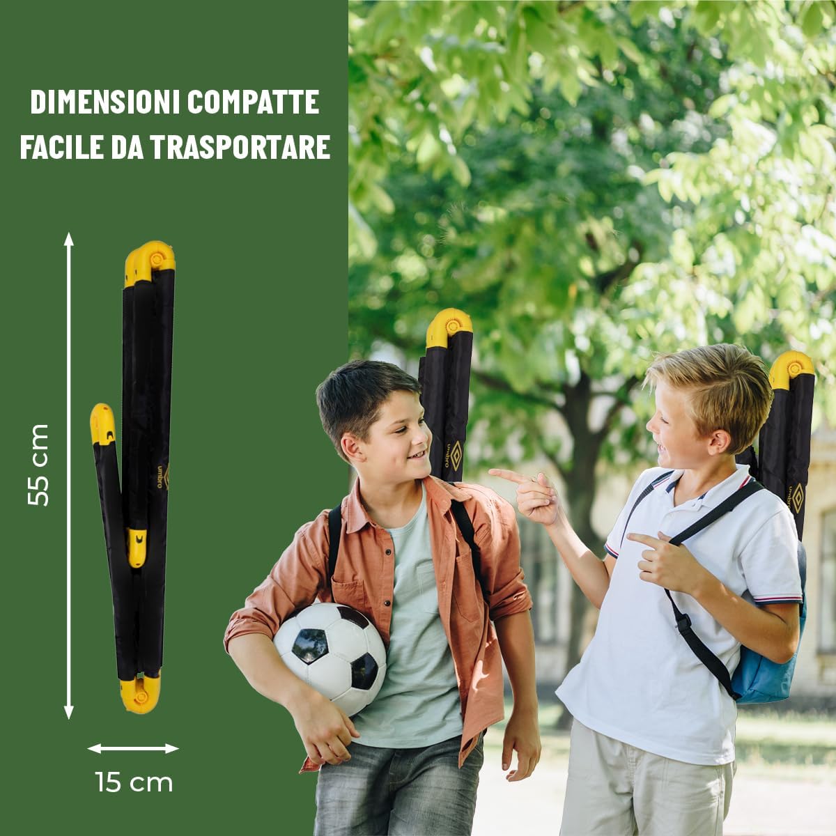 Porte Calcio Umbro Pop-Up 50x44cm Set 2 Pezzi Pieghevoli