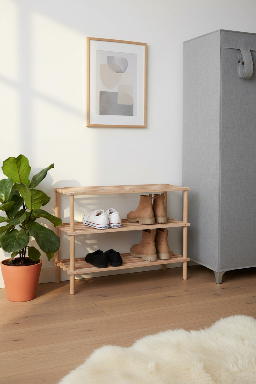 Portascarpe in camera stile scandinavo