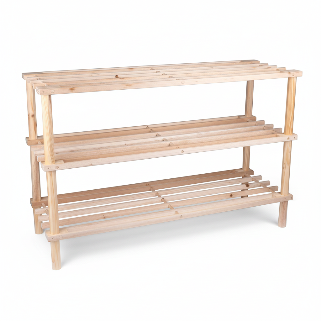 Portascarpe legno sfondo bianco e-commerce