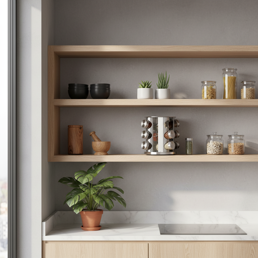 Portaspezie come elemento decorativo su mensola