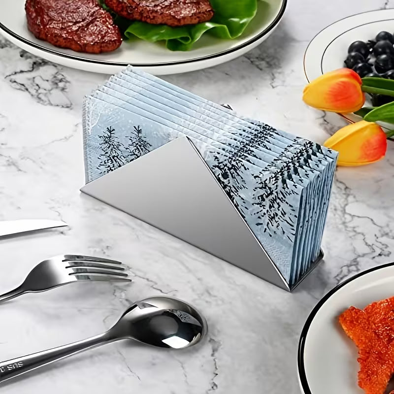 Portatovaglioli a Piramide in Acciaio Inox 304 – Dispenser Tovaglioli da Tavolo 18x3,3x9 cm | Argento