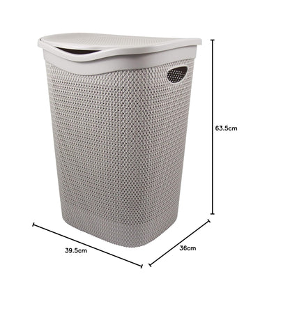 Grand panier à linge de 55 L, gris tourterelle - Élégant et résistant - Panier à linge avec trous d'aération