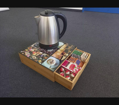 Porta Capsule Caffè Bambù 30x30cm - Organizer 60+ Capsule Nespresso Dolce Gusto Lavazza - 6 Scomparti Regolabili