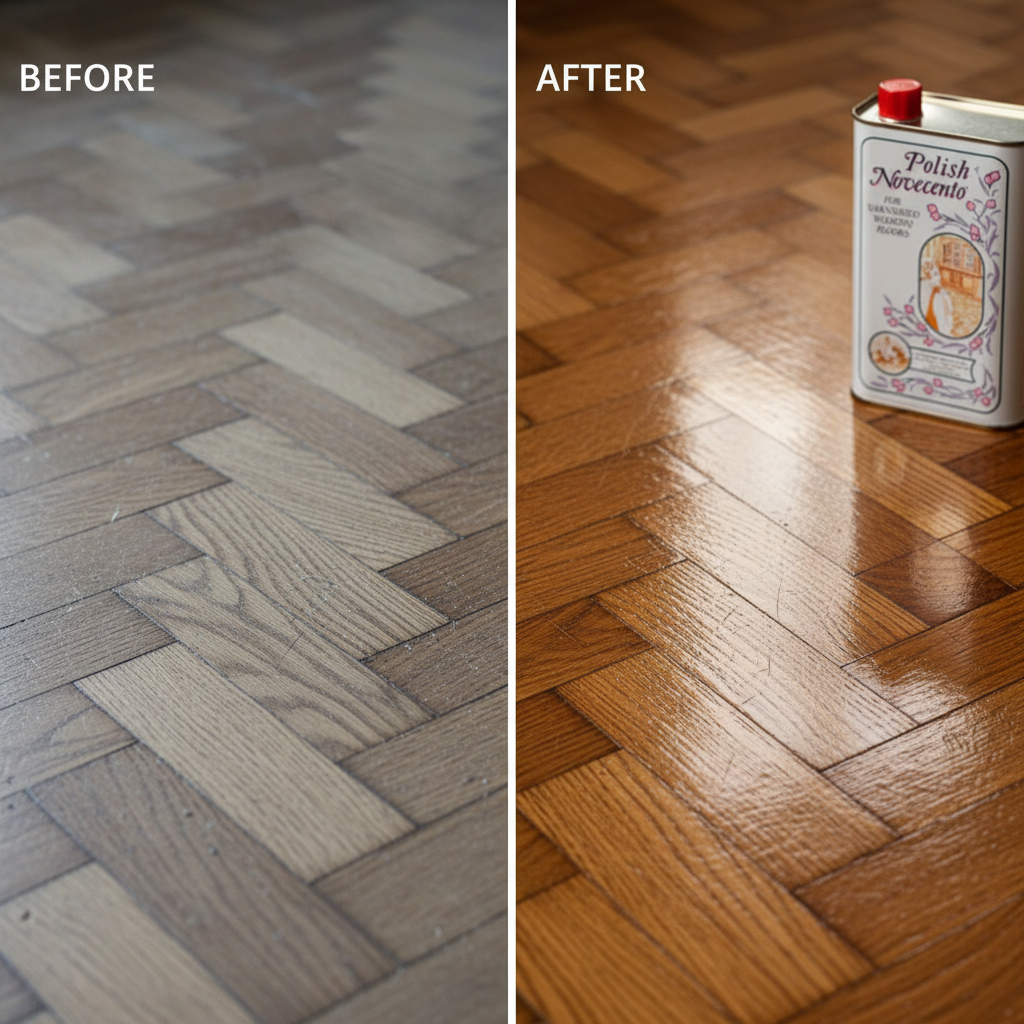 Prima e dopo cera pavimento