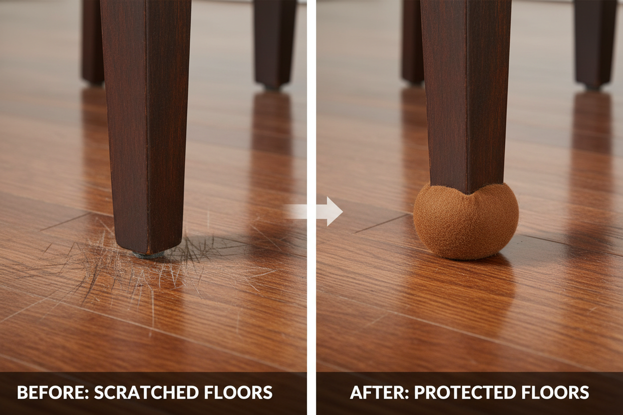 Prima e dopo feltrini protezione pavimento