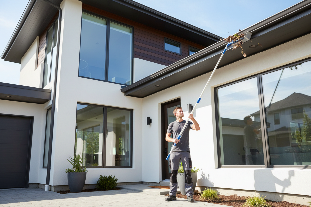 Pulizia esterna con aste telescopiche