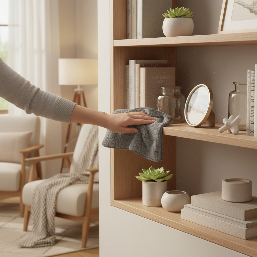 Pulizia libreria e decorazioni