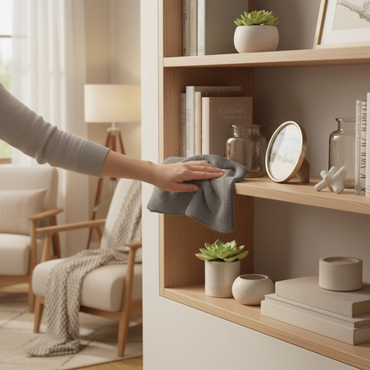 Pulizia libreria e decorazioni