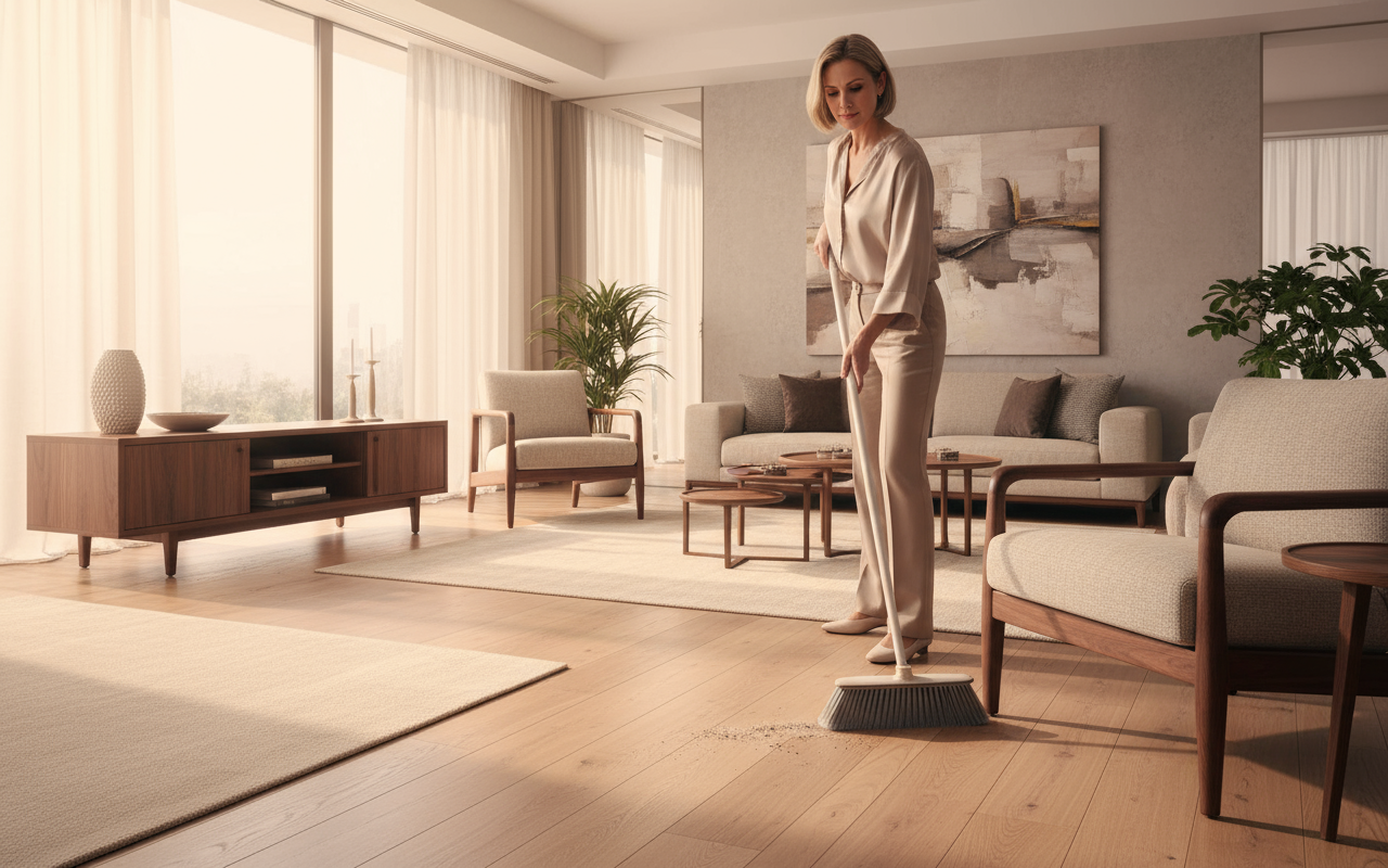 Scopa Professionale Amica con Manico - Setole Grigie Extra Resistenti