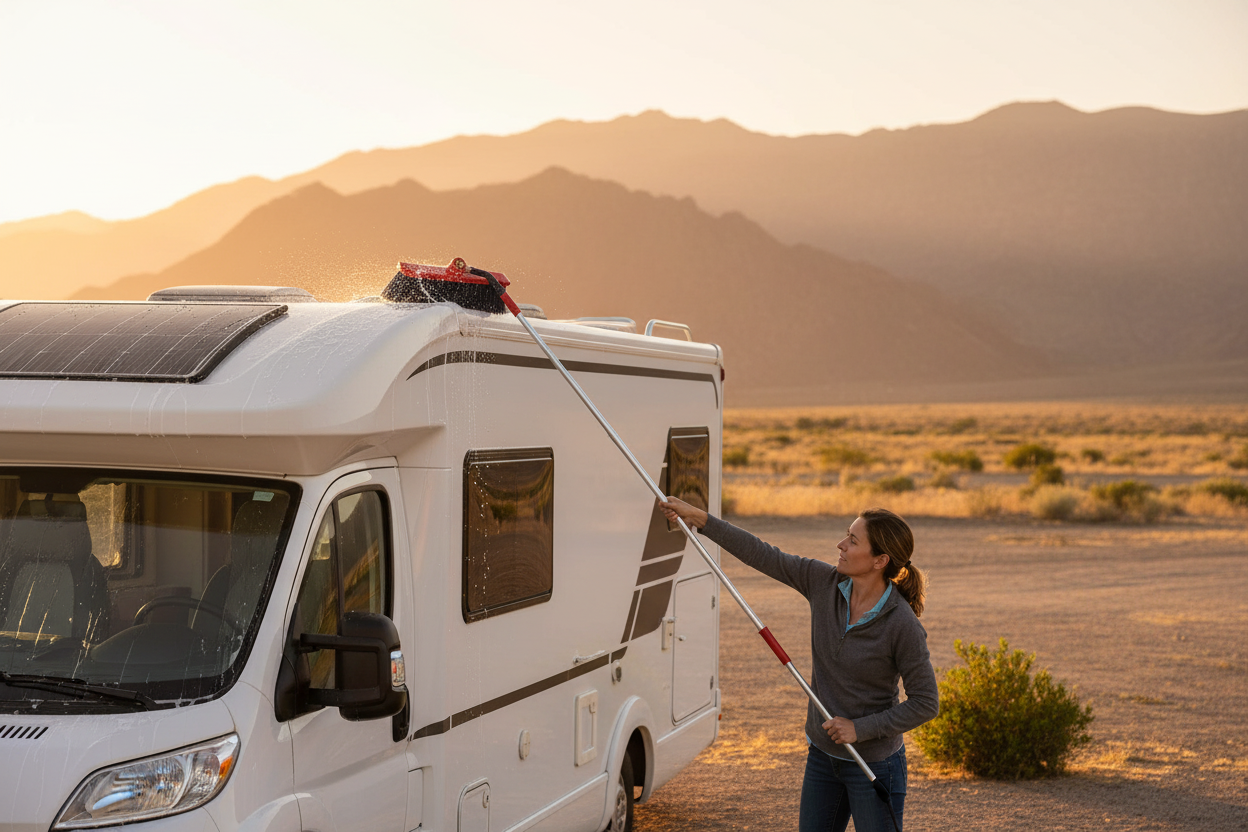 Pulizia tetto camper