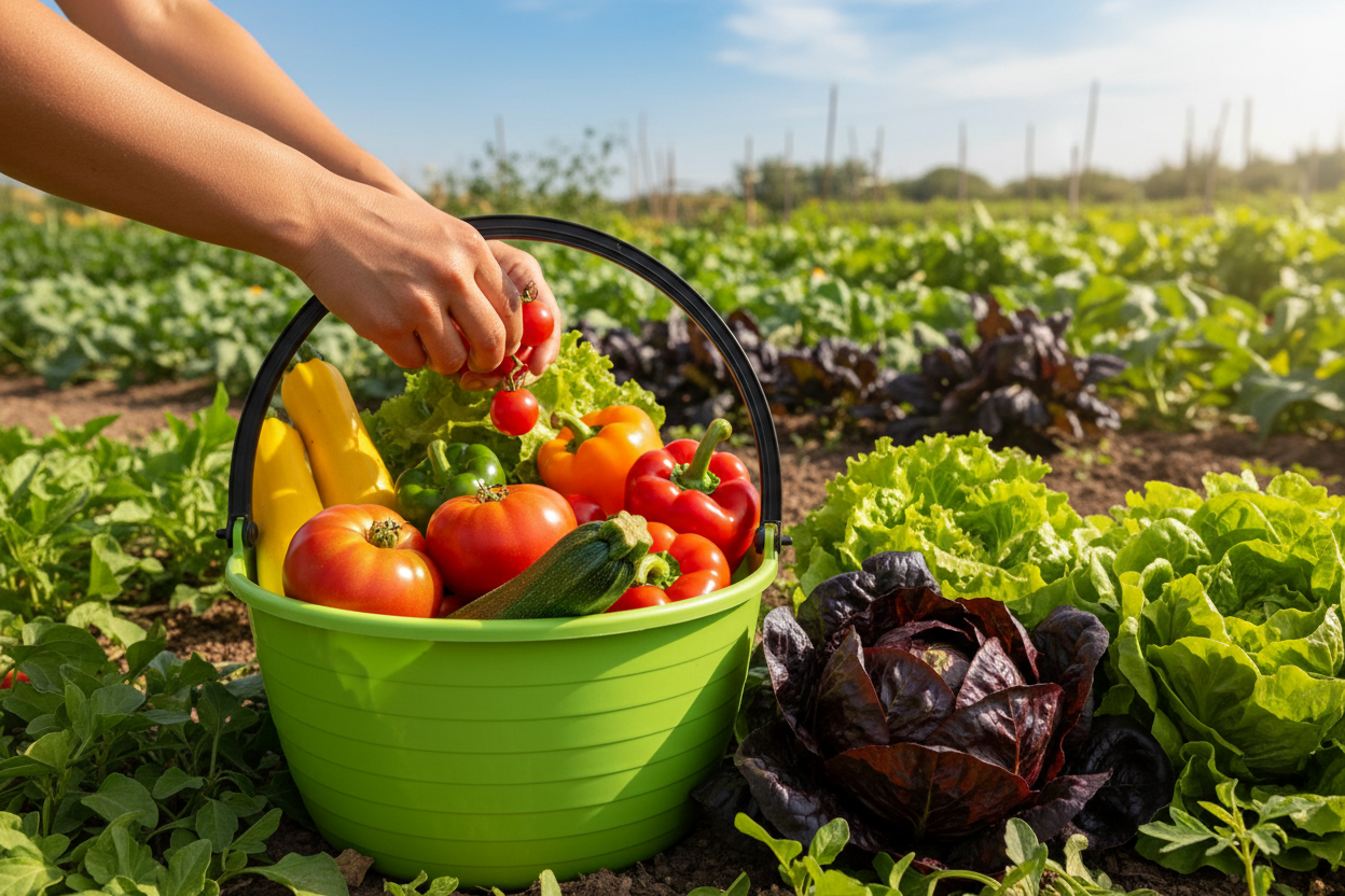 Raccolta verdure nell'orto