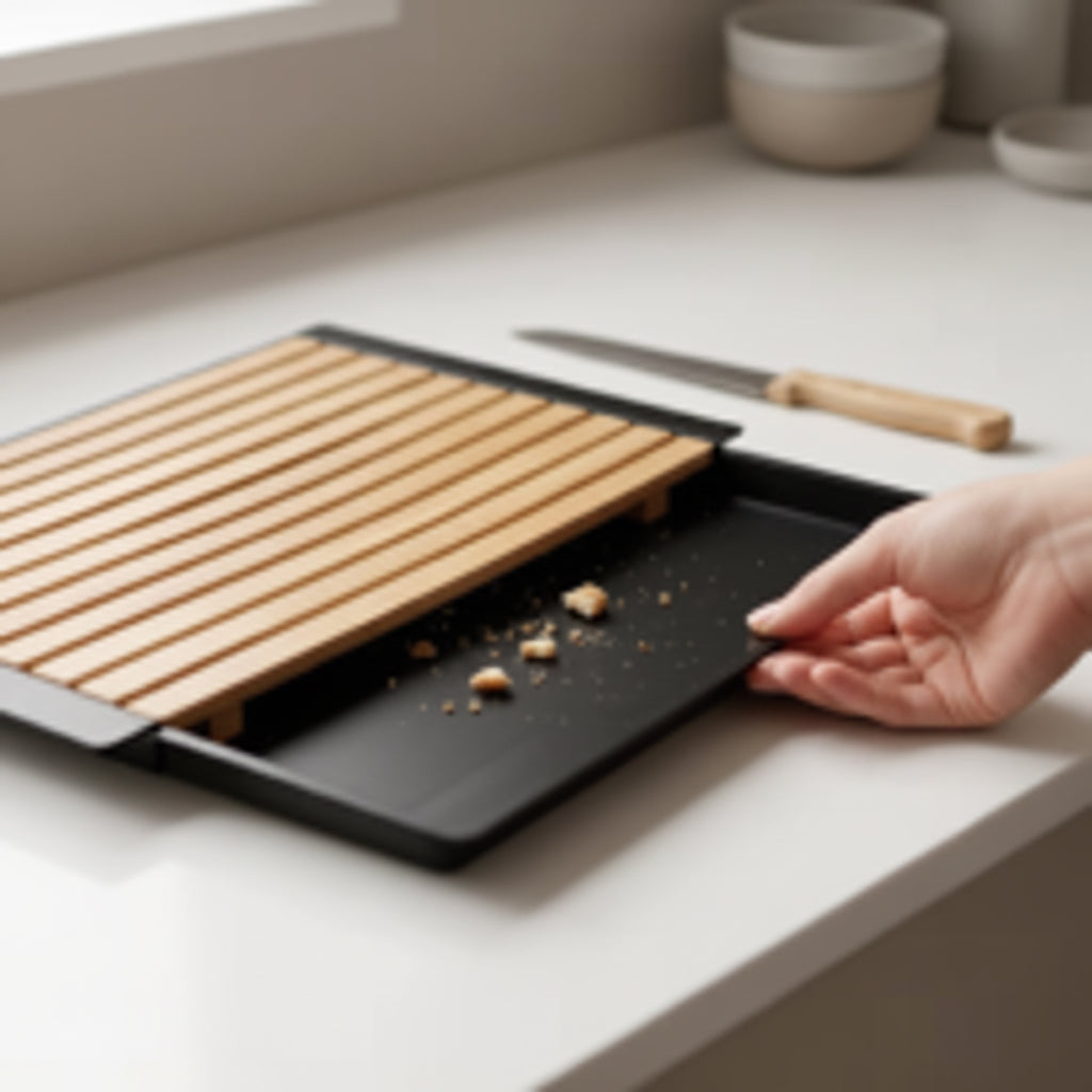Planche à pain en bambou avec ramasse-miettes 38 x 27 cm