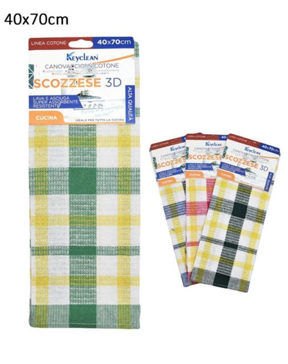 Canovaccio Cotone 40x70cm Scozzese - Strofinaccio Cucina Assorbente - Colori Assortiti