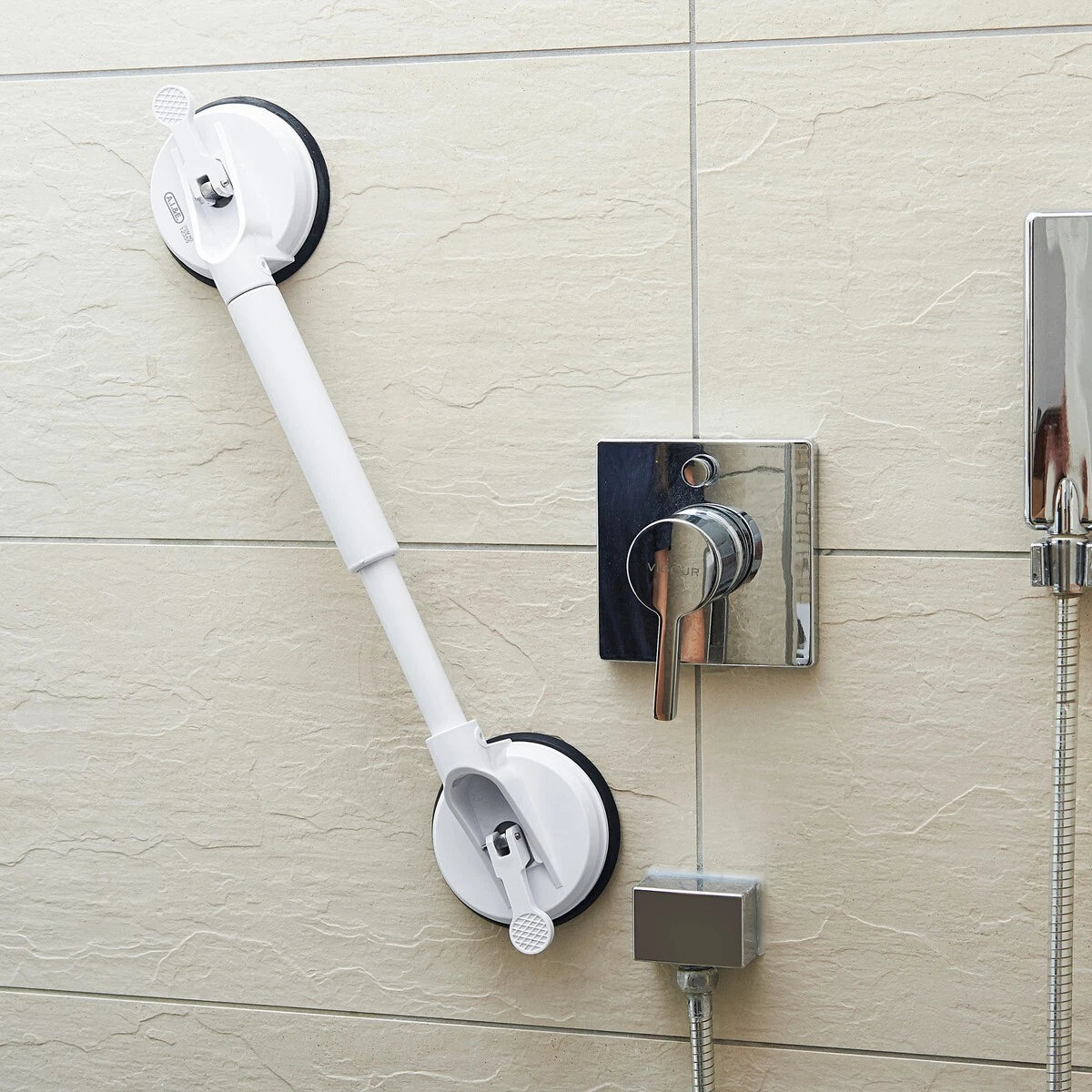 Maniglione di Sicurezza a Ventosa per Bagno, Doccia e WC – Estensibile 57 cm, Senza Forare