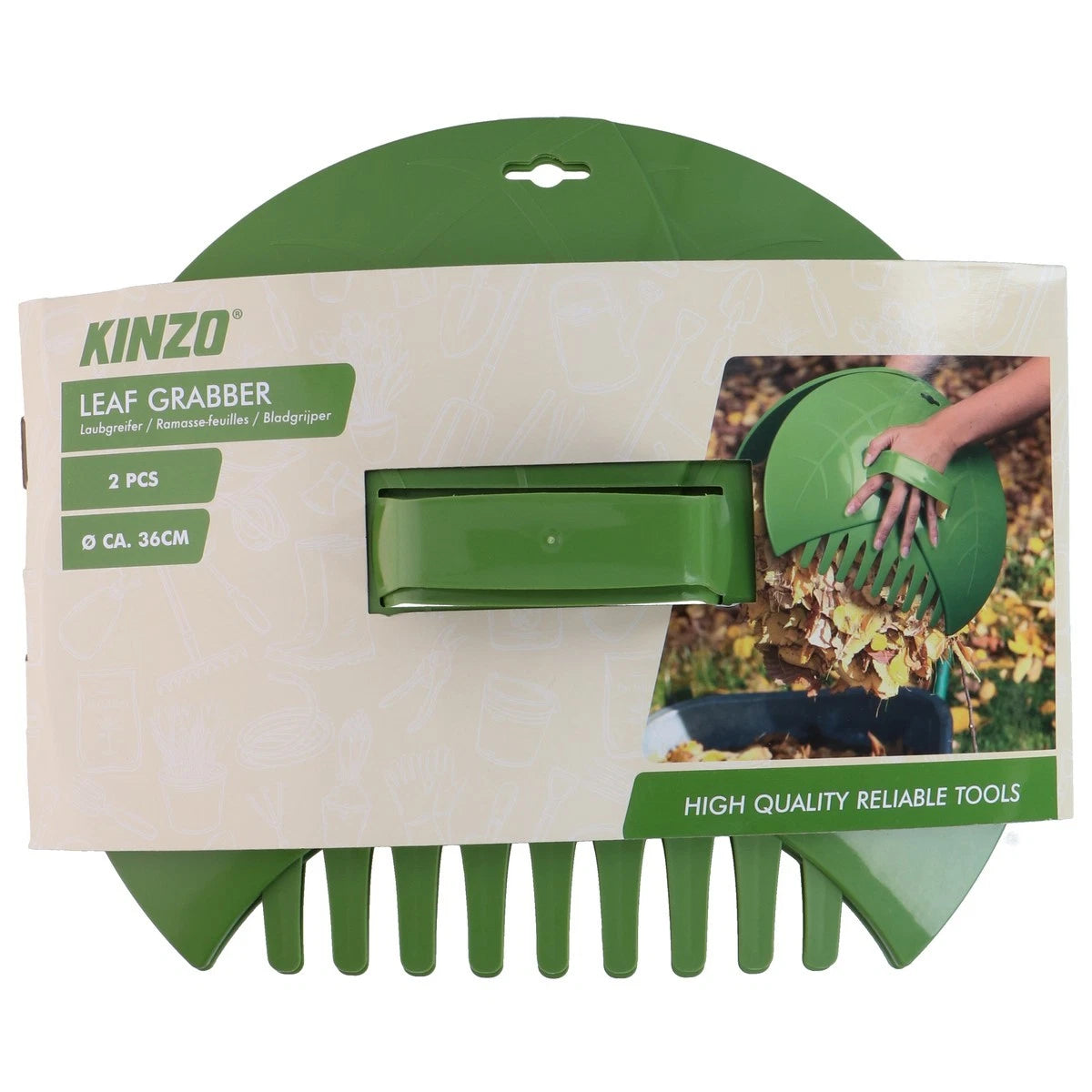 Kinzo Set Raccogli Foglie 2 Pezzi – Pala + Rastrello Plastica ø36 cm con Manico Ergonomico