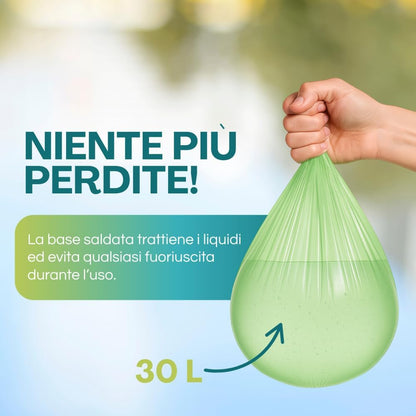 Sacchi Bio Compostabili con Bretelle 55x68cm - Raccolta Umido Organico Made in Italy