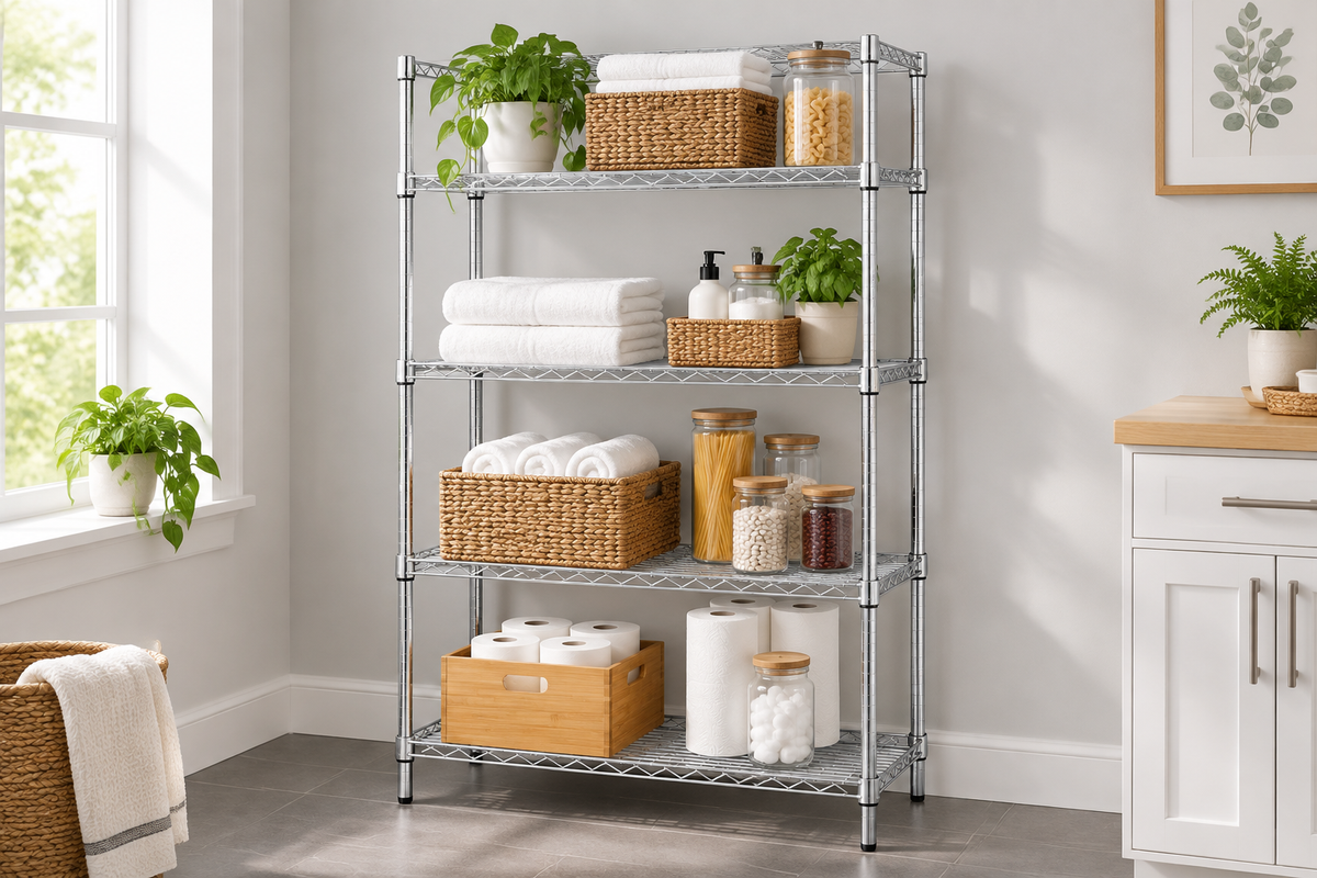 Scaffale cromato in ambiente interno