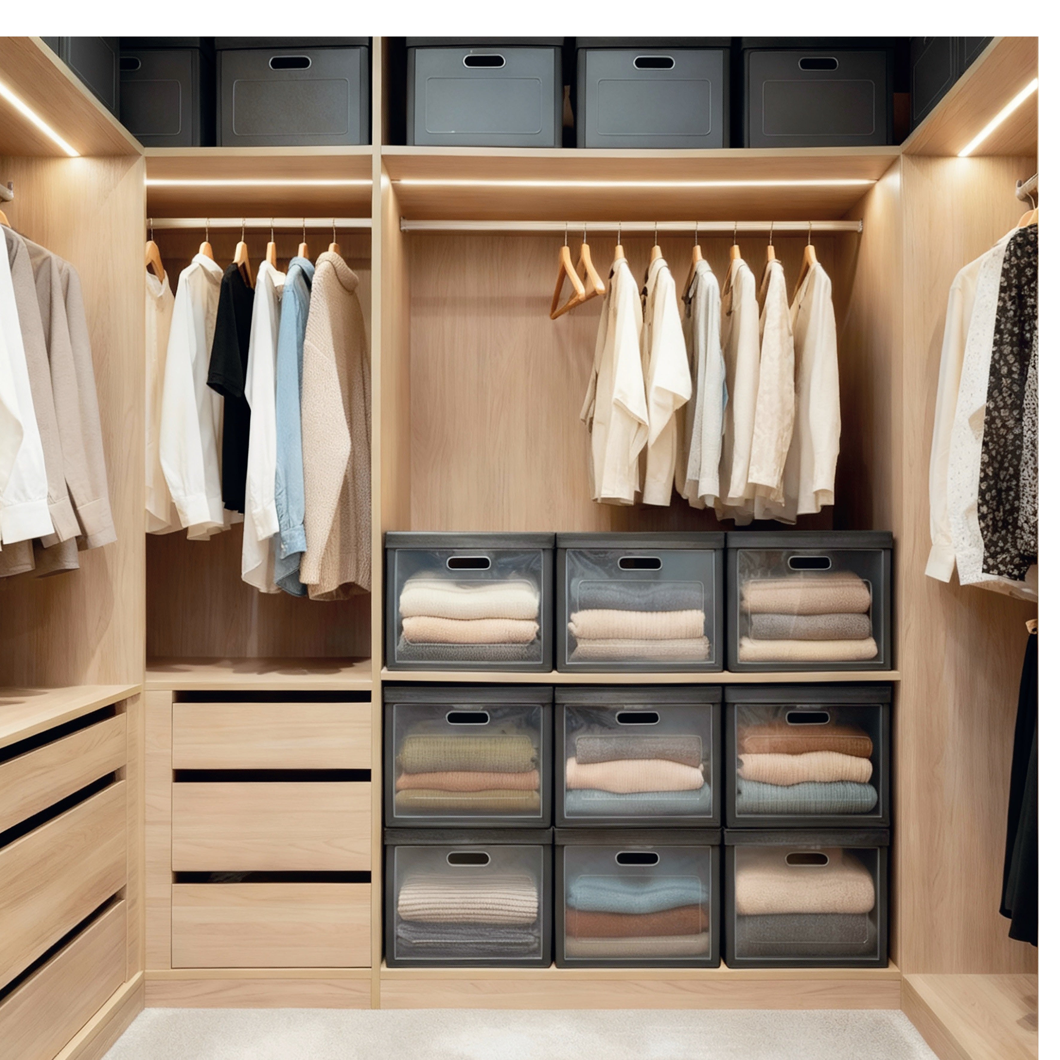 Scatola Portaoggetti TNT Pieghevole con Finestra Trasparente – Organizer Armadio Ideabox