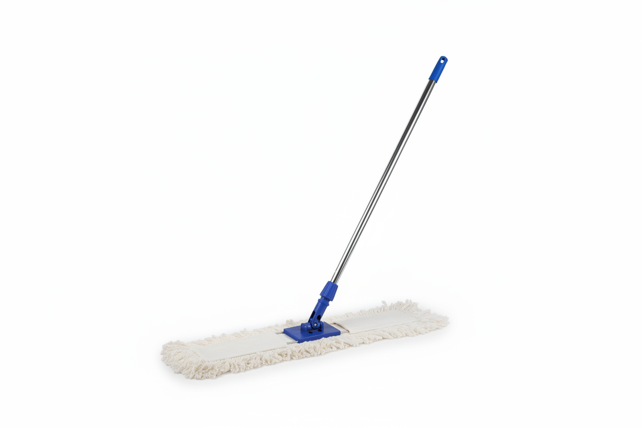 Scopa Industriale Professionale Cotone 80cm con Manico Alluminio 140cm - Frange Rinforzate per Grandi Superfici