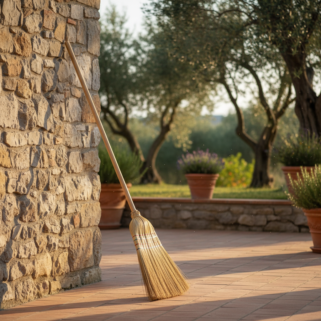 Scopa saggina su terrazza italiana