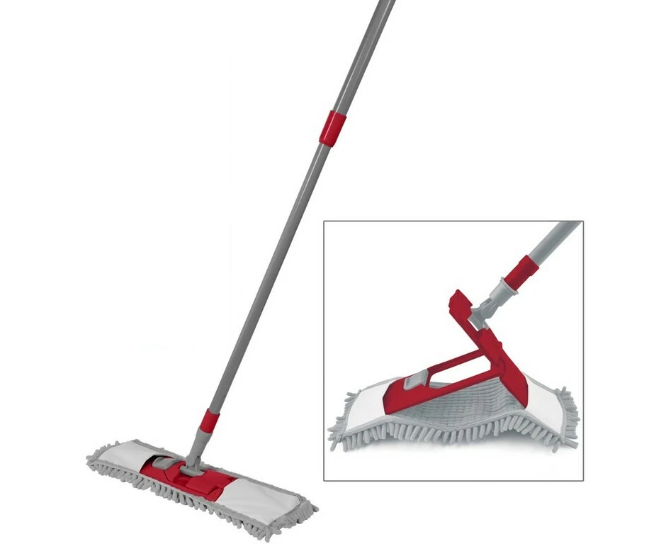 MICROFIBER MOP BROOM. DUST-CATCHING, WASHING, AND DRYING MOP WITH REPLACEABLE MICROFIBER CLOTH. EXTENDABLE TELESCOPIC WAND. EURONOVITA' SRL EN-86344
