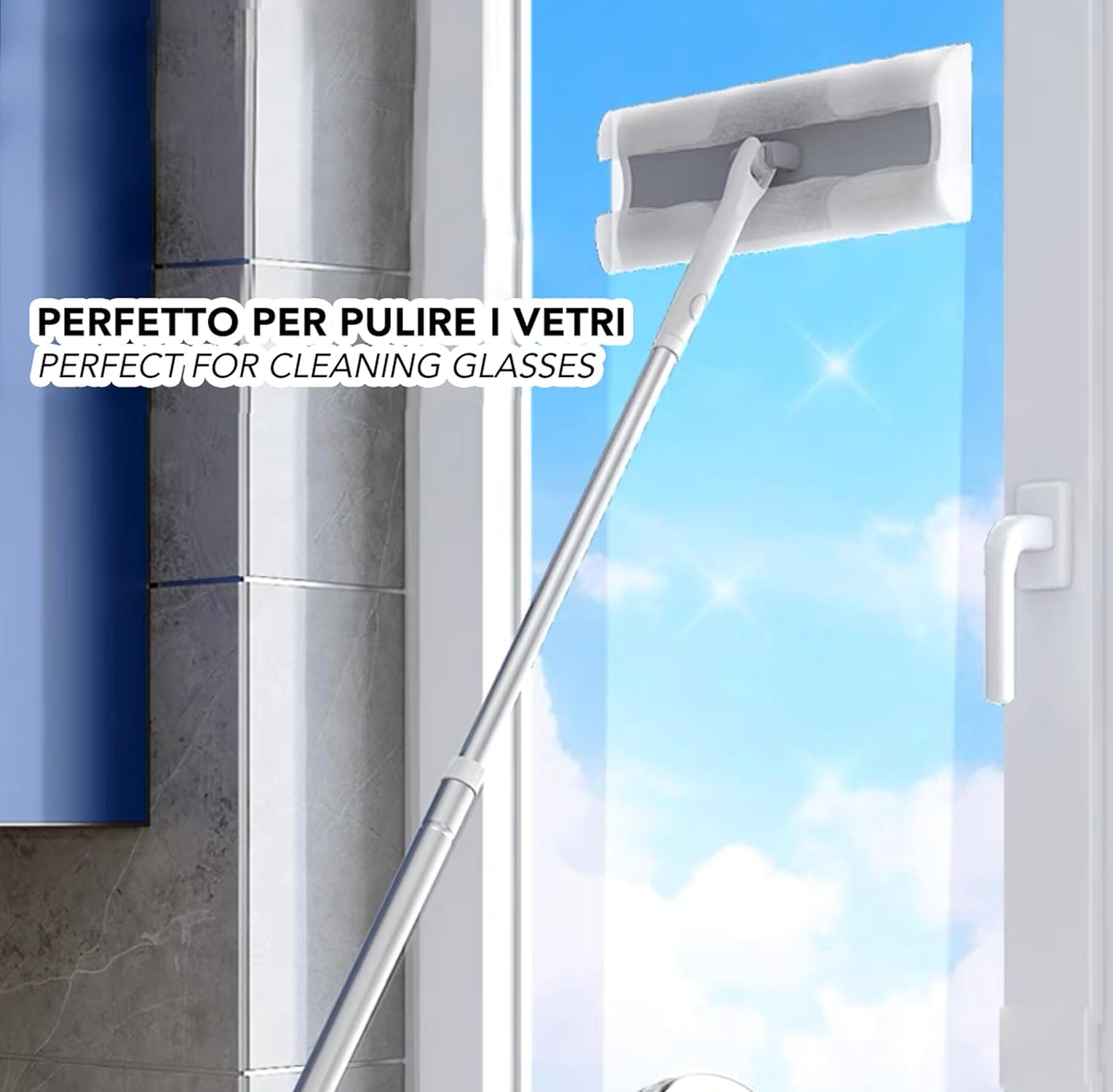 Kit Scopa Pavimenti 1 Manico + 4 Panni Microfibra