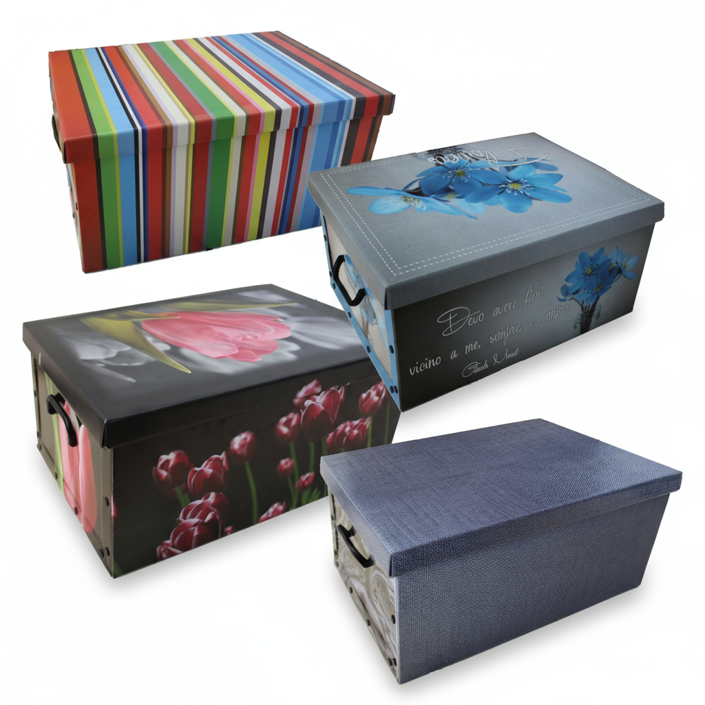 Set 4 Scatole Salvaspazio sfondo bianco